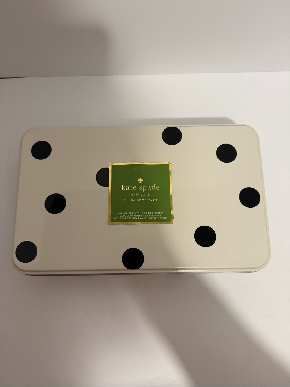 kate spade Cream & Black Polka Dot Bath Tin